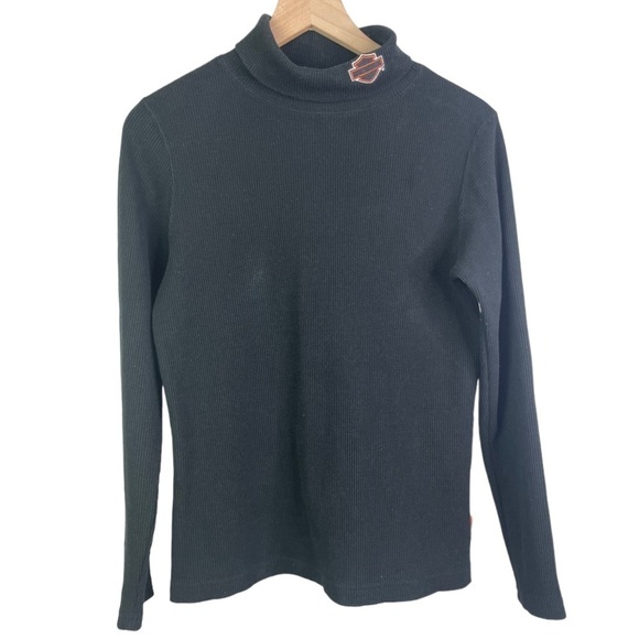 Harley-Davidson Women’s Black Waffle Knit Turtleneck Coziahr Decatur, Il - Picture 1 of 3